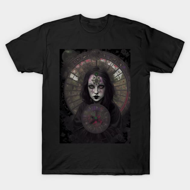 Beautiful sinister tarot Wheel Of Fortune T-Shirt by Obotan Mmienu